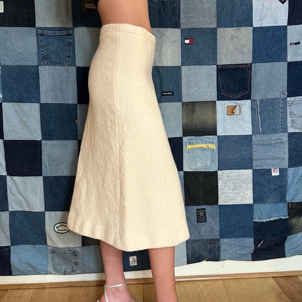 Chic Beige wool vintage Midi Skirt - Picture 4 of 5